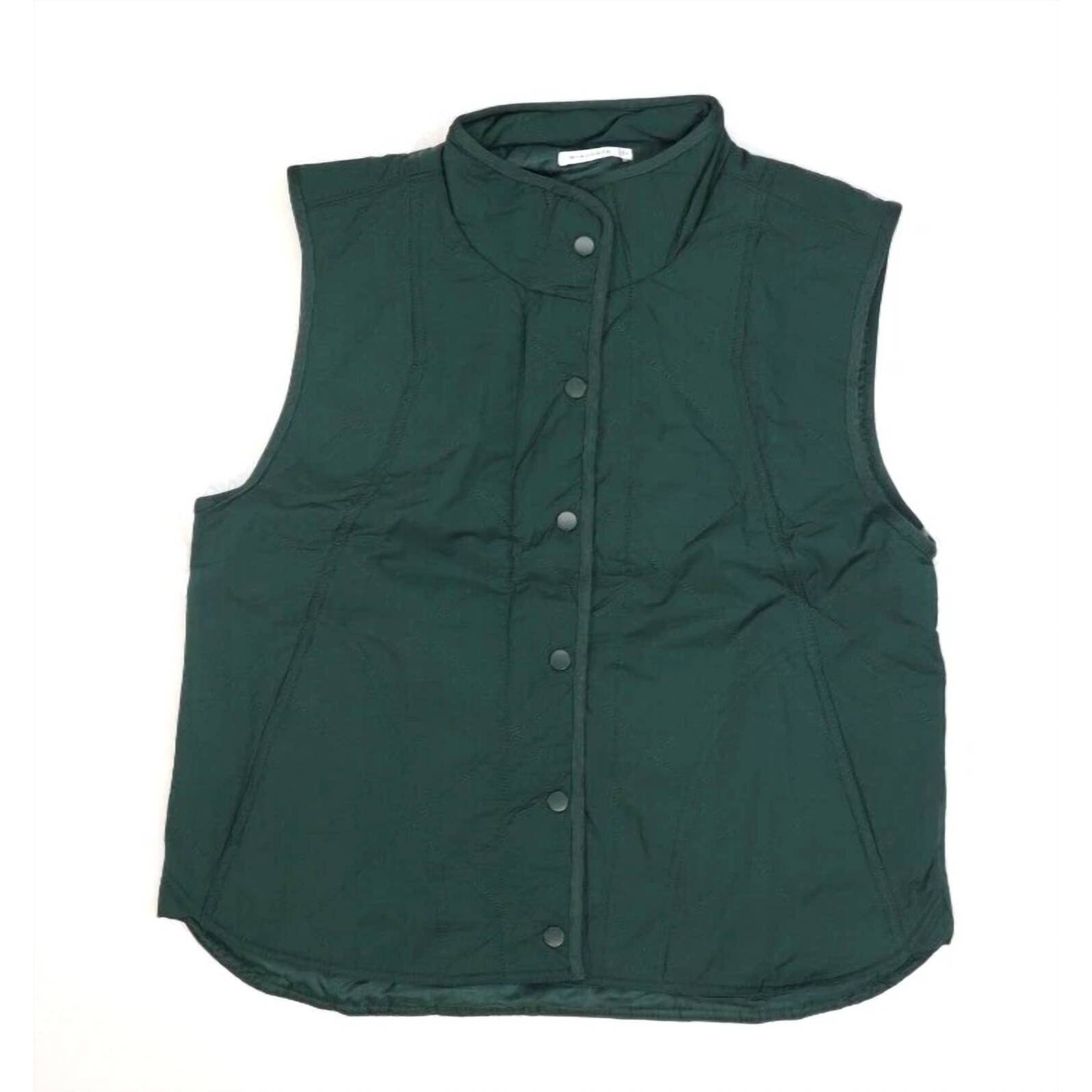 New Staccato Women's Quilted Snap Button Vest In Green